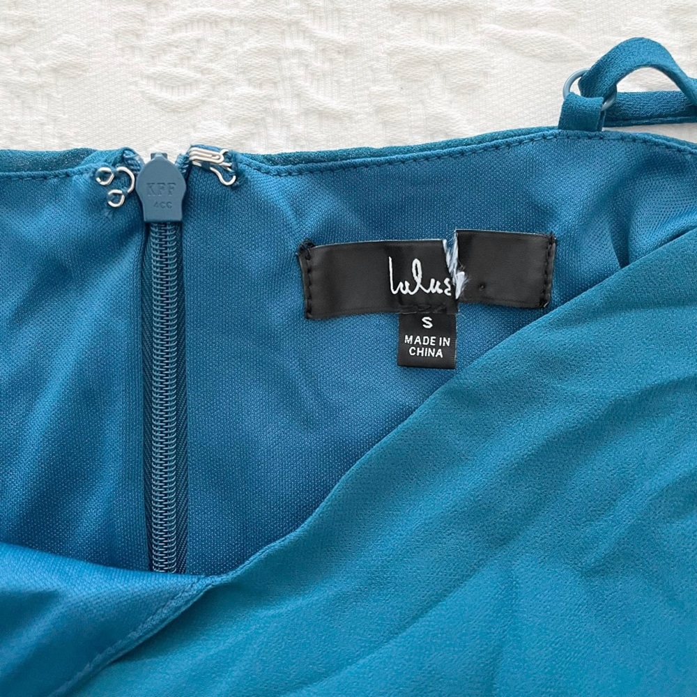 NWOT Lulus Blessed with Beauty Teal Blue Ruffled Sleeveless Maxi Dress Small - Picture 3 of 6